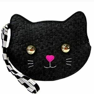 BETSEY JOHNSON Cute Kitty Black Cat Wristlet Purse